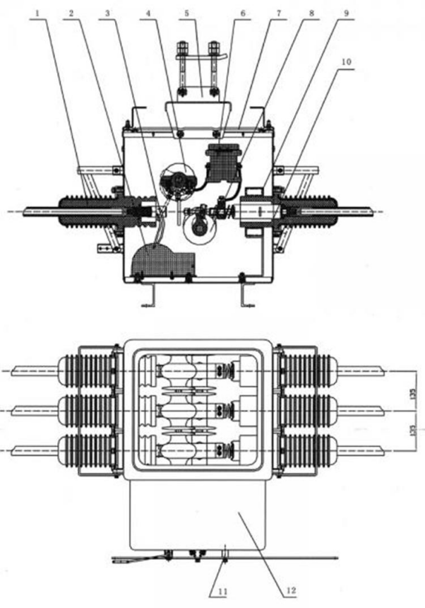 FZW28-12系列戶外分界真空負(fù)荷開(kāi)關(guān)結(jié)構(gòu)圖